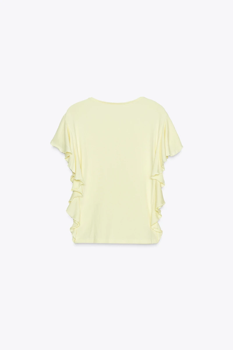 RUFFLED SLEEVE T-SHIRT