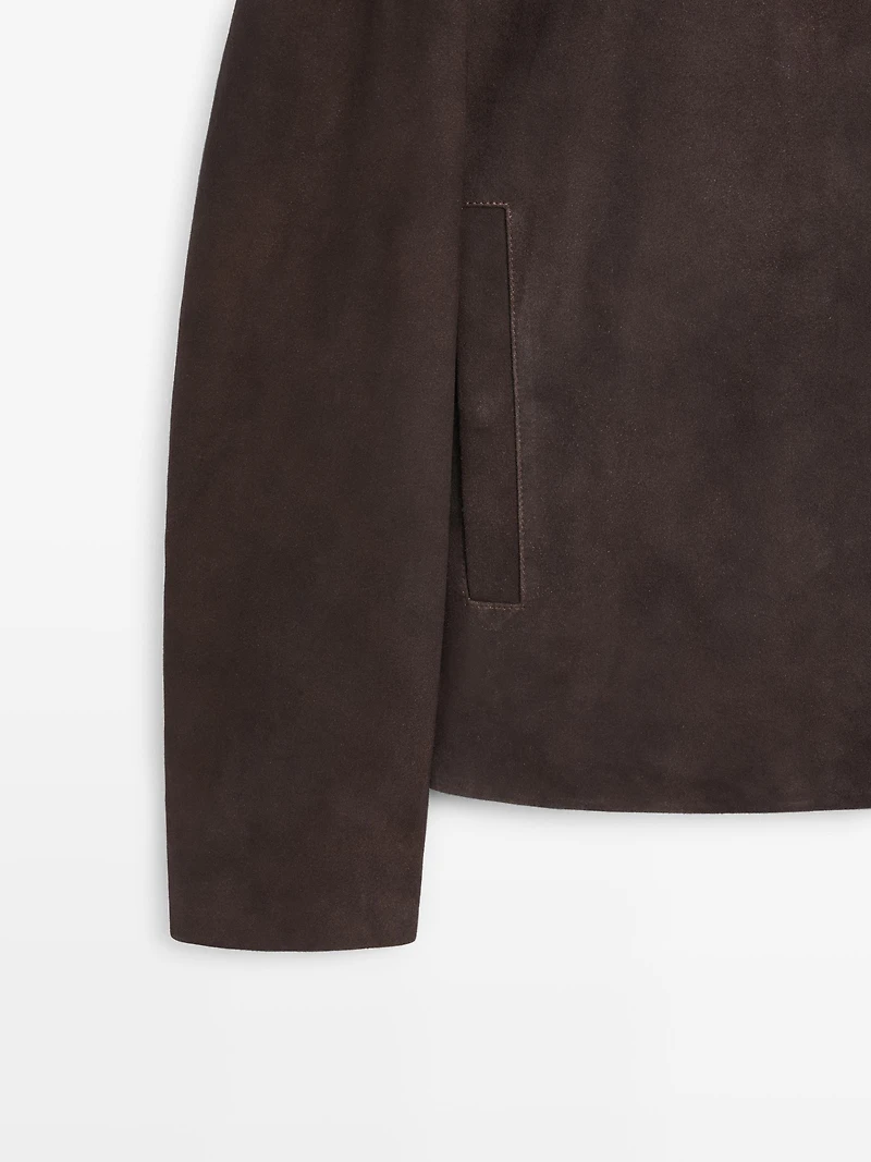Blouson en cuir effet daim