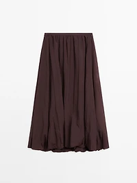 Pleated balloon midi skirt