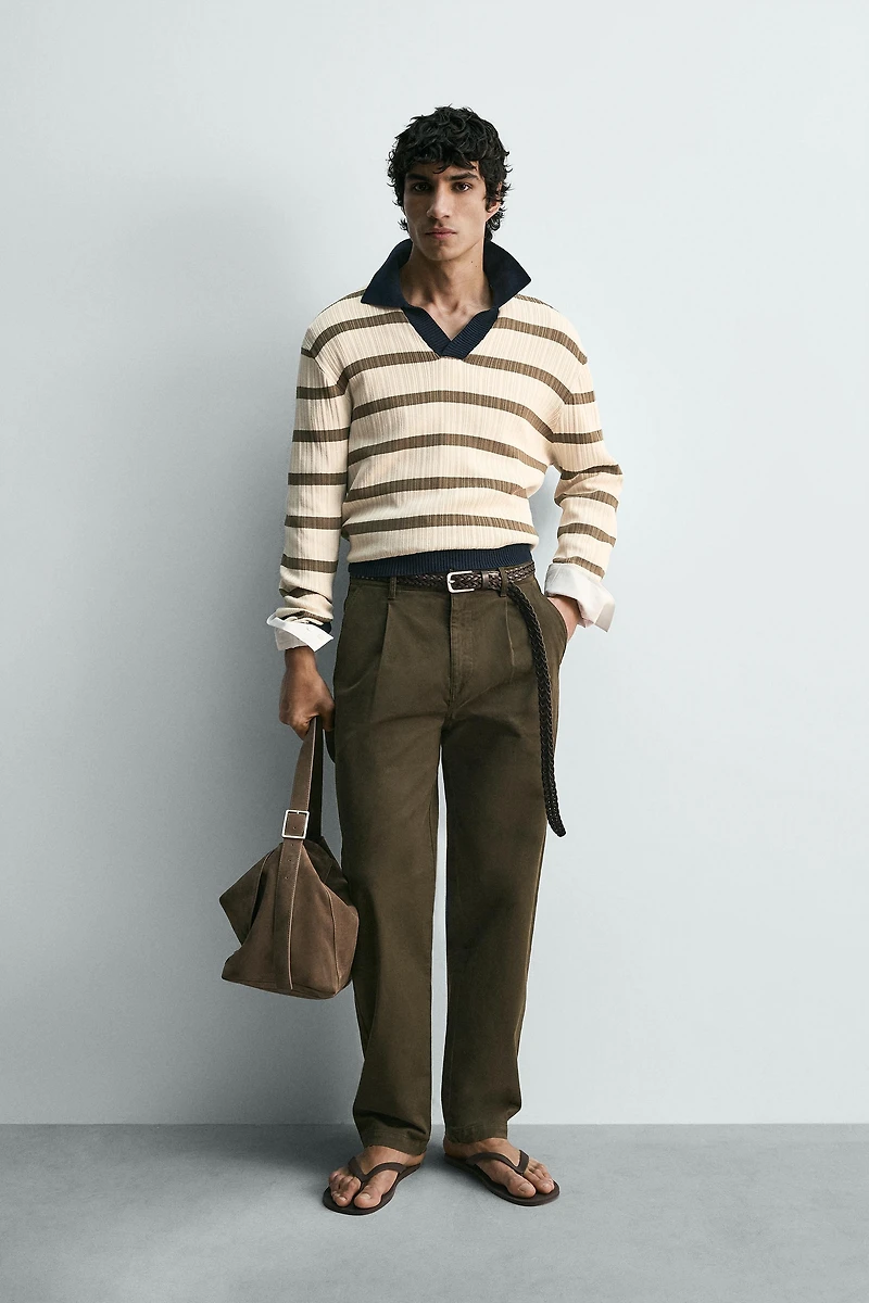STRIPED KNIT POLO SHIRT