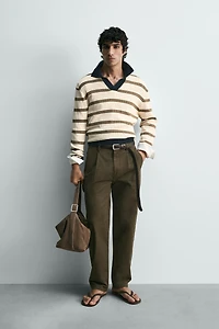 STRIPED KNIT POLO SHIRT