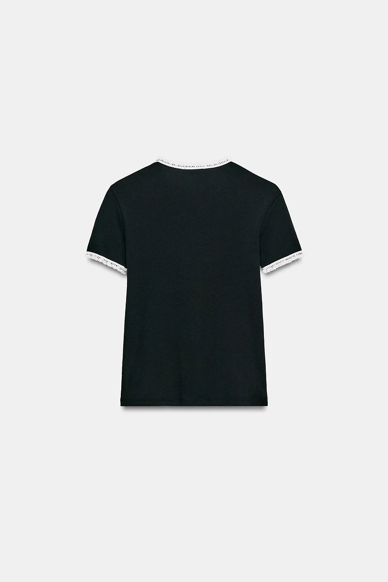 SHORT SLEEVE LACE T-SHIRT