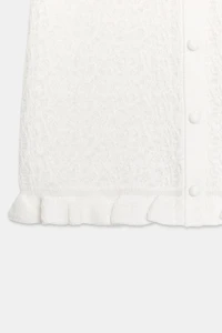 RUFFLED TEXTURED KNIT CARDIGAN