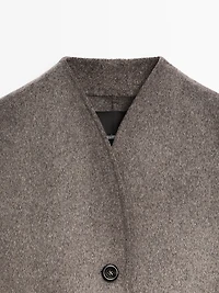 Manteau à col montant en laine mélangée