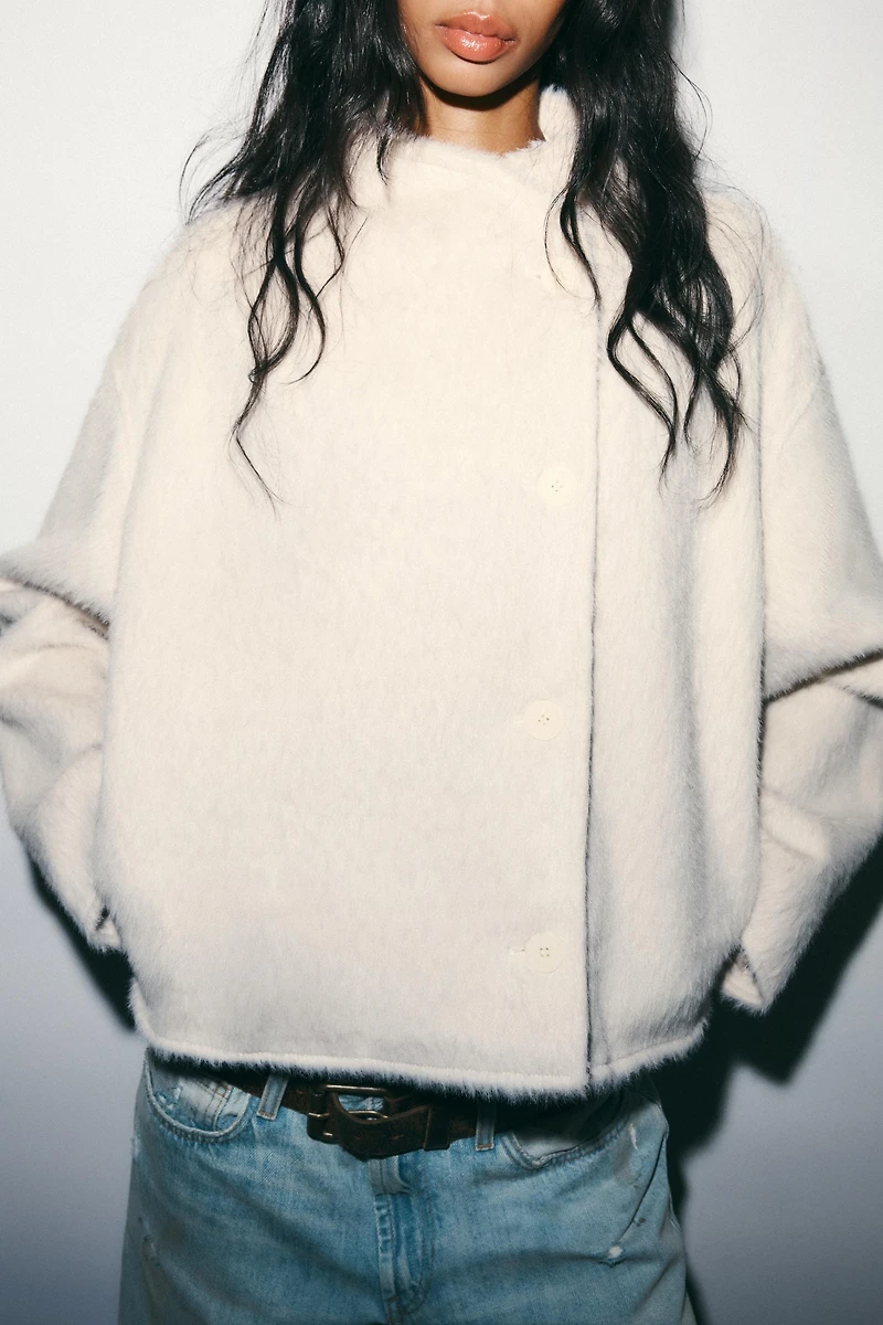 BLOUSON EFFET FOURRURE CROISÉ