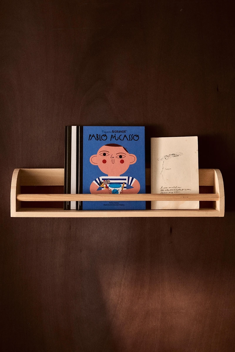 KIDS WOODEN SHELF WITH FRONT BAR