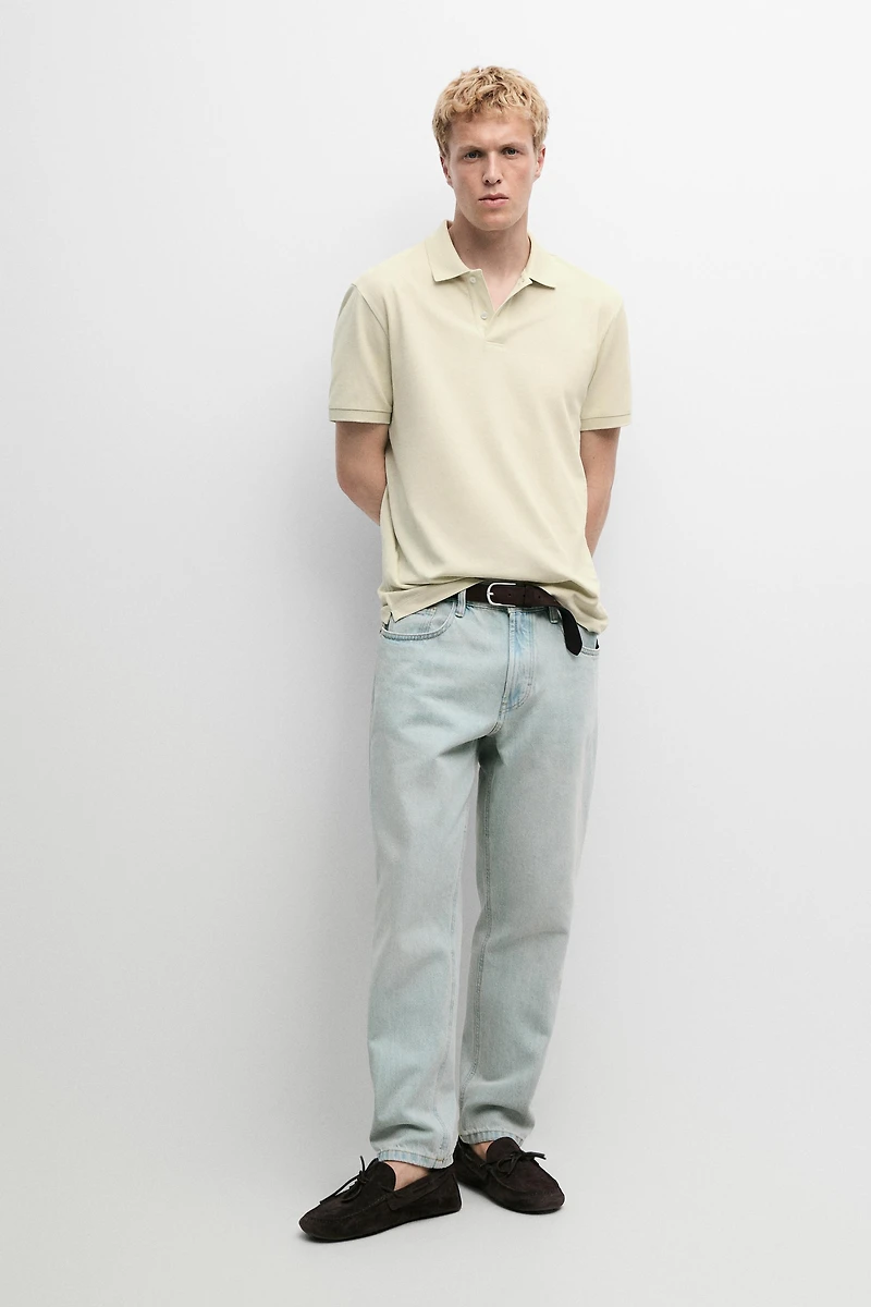 Micro-textured cotton piqué polo shirt