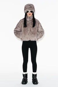SHORT COAT WITH FAUX FUR HOOD HEIQ XREFLEX™ TECHNOLOGY SKI COLLECTION