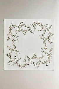 SET OF COTTON CHRISTMAS HOLLY LEAF NAPKINS (SET OF 2)