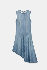 ASYMMETRIC TRF DENIM DRESS