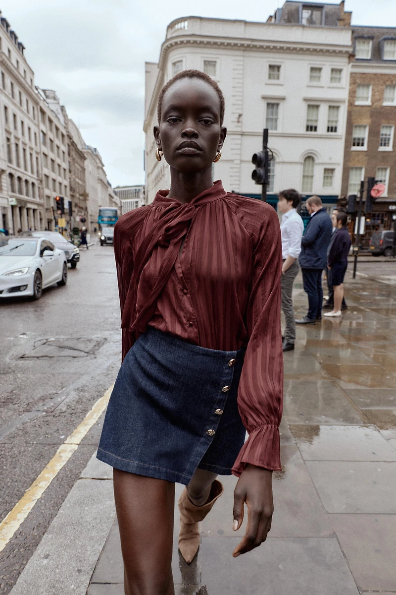 STRIPED BLOUSE WITH BOW