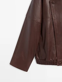 Asymmetric nappa leather bomber jacket