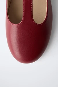 T-STRAP LEATHER BALLET FLATS