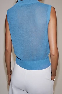 SLEEVELESS KNIT POLO