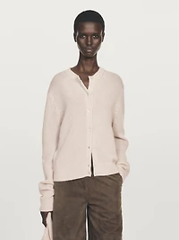 Knit 100% cashmere crew neck cardigan