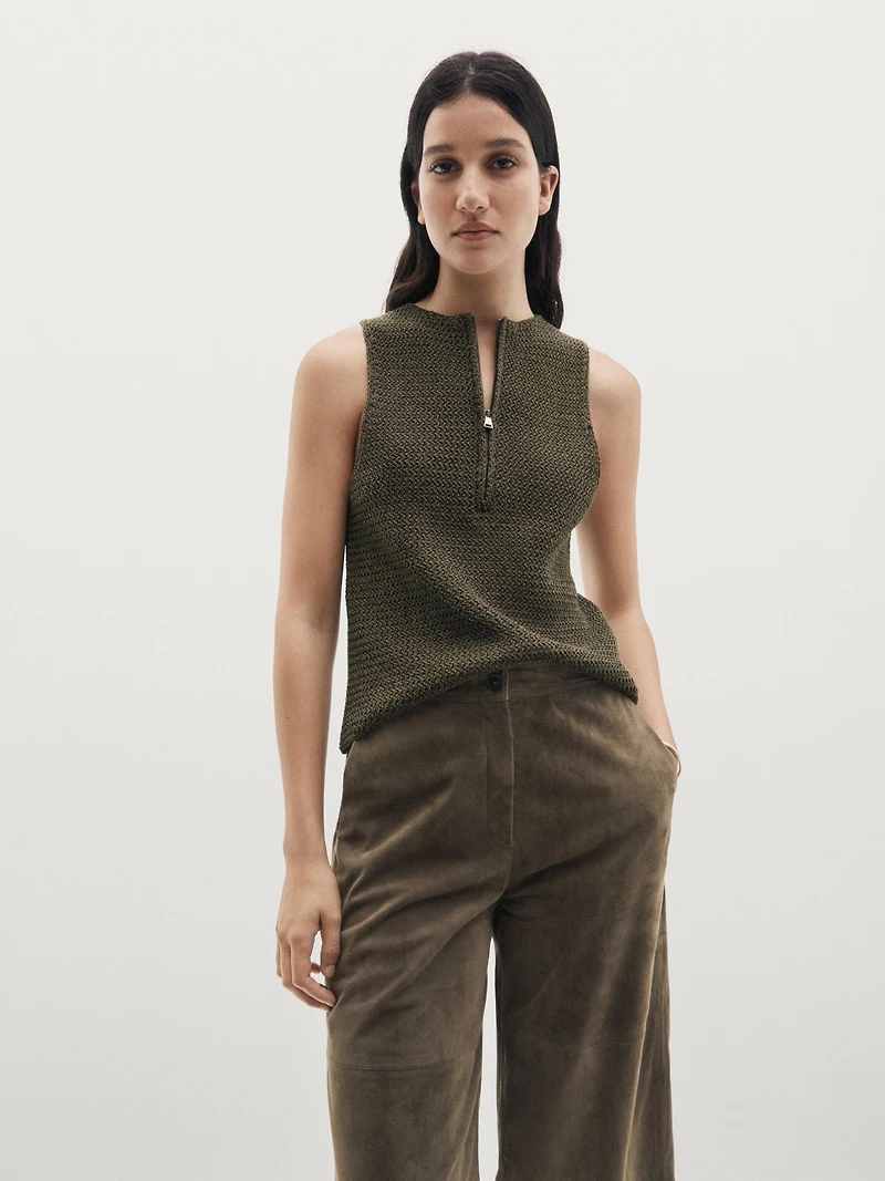 Top en maille avec fermeture Éclair