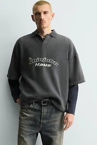 EMBROIDERED TEXT POLO SHIRT