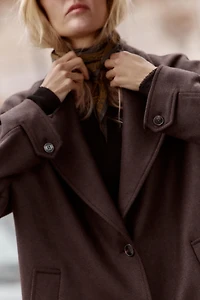 FAUX LEATHER COLLAR COAT