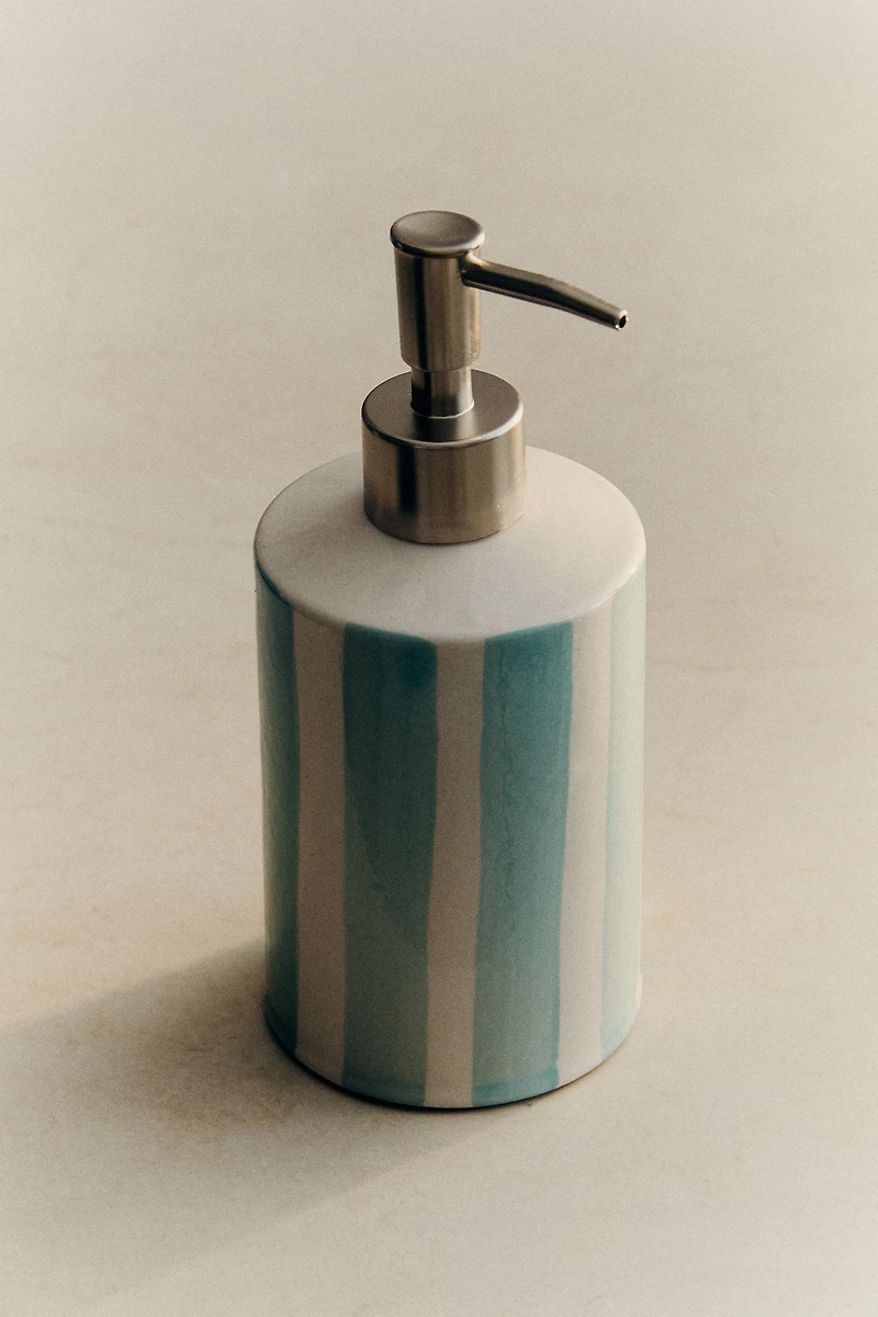 DISTRIBUTEUR SAVON CÉRAMIQUE RAYURES