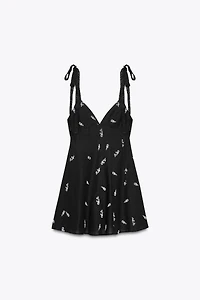 EMBROIDERED FLORAL SHORT DRESS