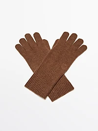 Wool blend knit gloves