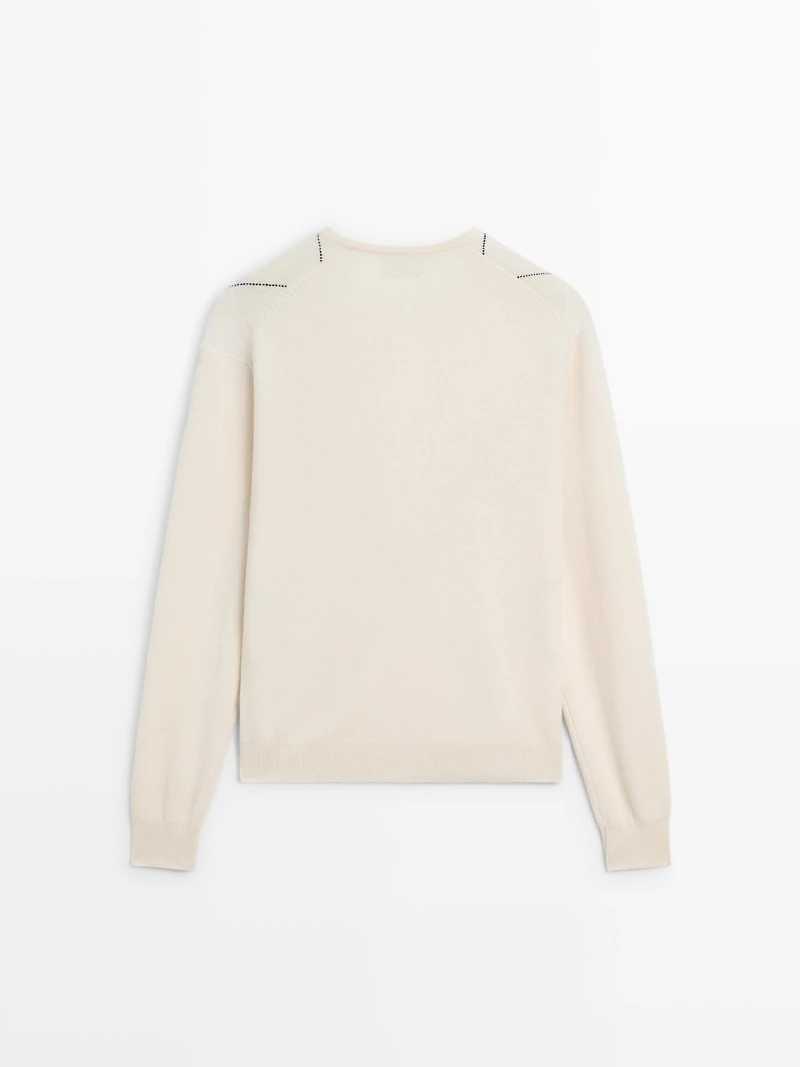 Wool argyle knit sweater