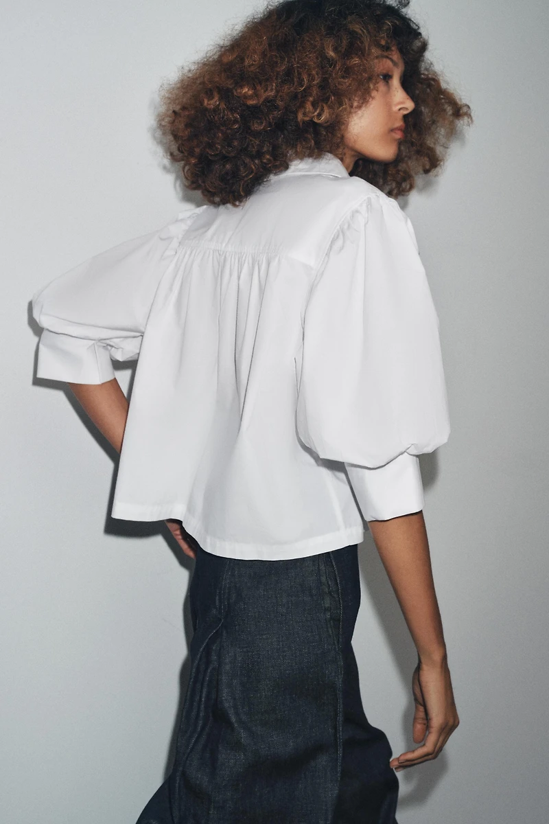 CHEMISE POPELINE MANCHES BOUFFANTES ZW COLLECTION