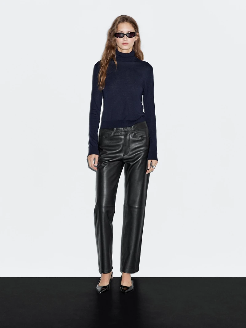 Nappa leather five-pocket trousers