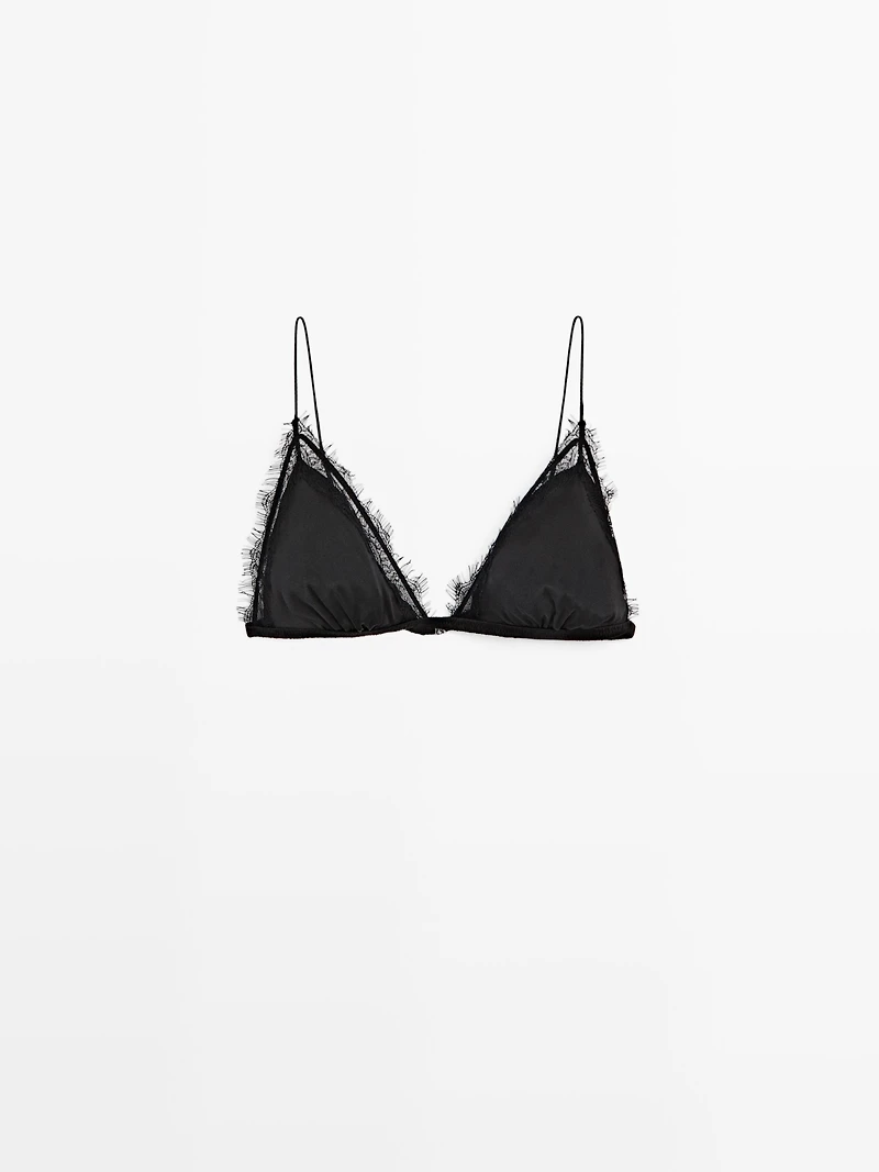 Top en soie mélangée à dentelle