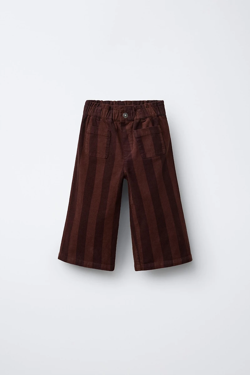 STRIPED FINE WALED CORDUROY PANTS