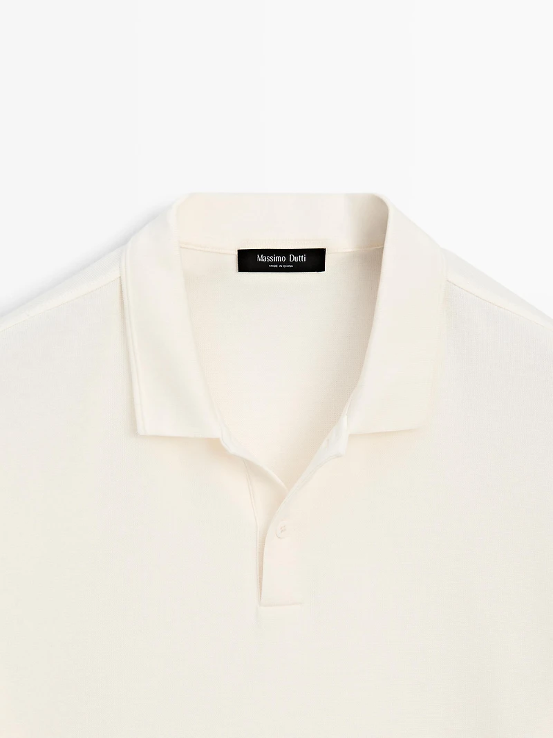 100% cotton textured knit polo shirt