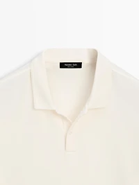 100% cotton textured knit polo shirt