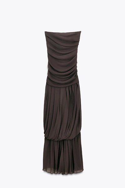 LIMITED EDITION DRAPED STRAPLESS LONG DRESS