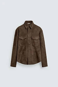 REGULAR FIT FAUX SUEDE OVERSHIRT