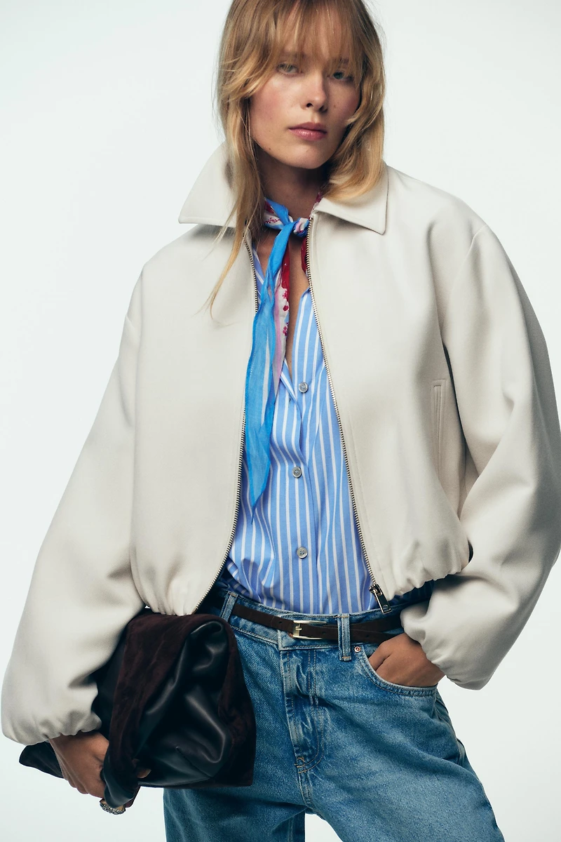 ZIP-UP GATHERED JACKET