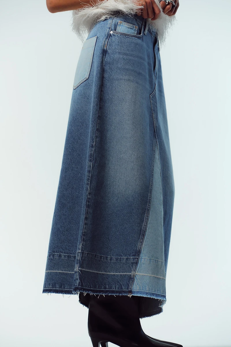 JUPE MIDI EN JEAN COMBINÉ Z1975