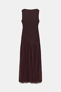 LONG COMBINATION TULLE DRESS