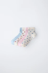 FOUR-PACK OF HEART ANKLE SOCKS
