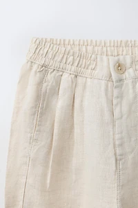 PANTALON À PINCES 100% LIN