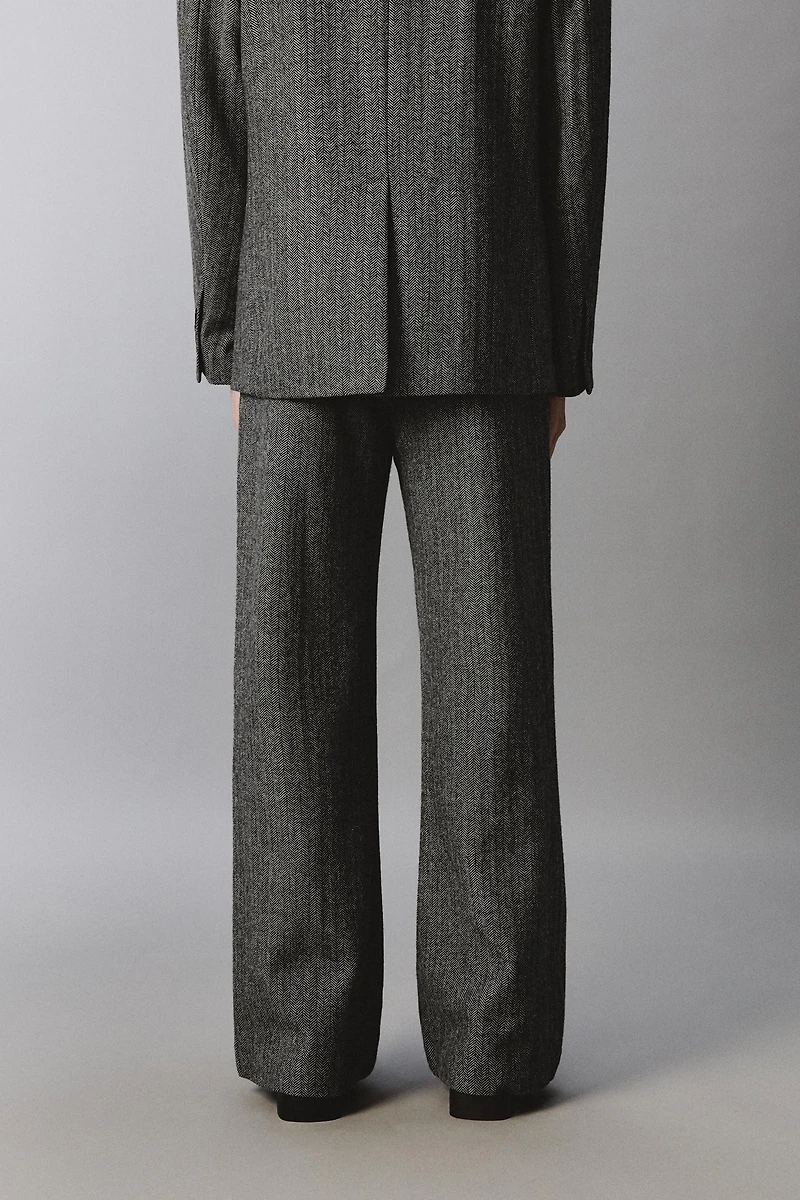 PANTALON DE COSTUME STRUCTURÉ À CHEVRONS AVEC LAINE