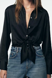 KNOTTED SATIN EFFECT SHIRT