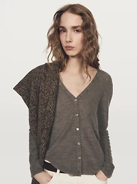 Wool blend cardigan with V-neckline