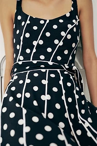 POLKA DOT BELTED MIDI DRESS