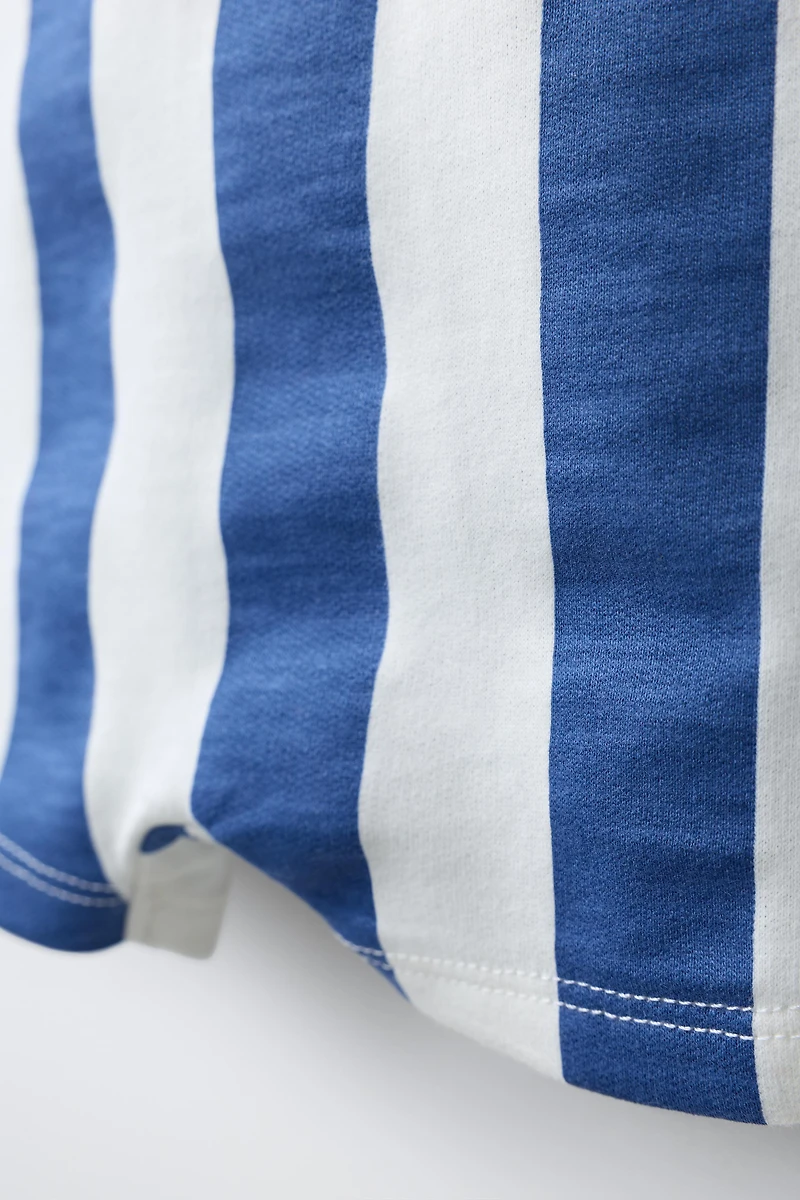 CRAB LABEL STRIPED OVERALL SHORTS