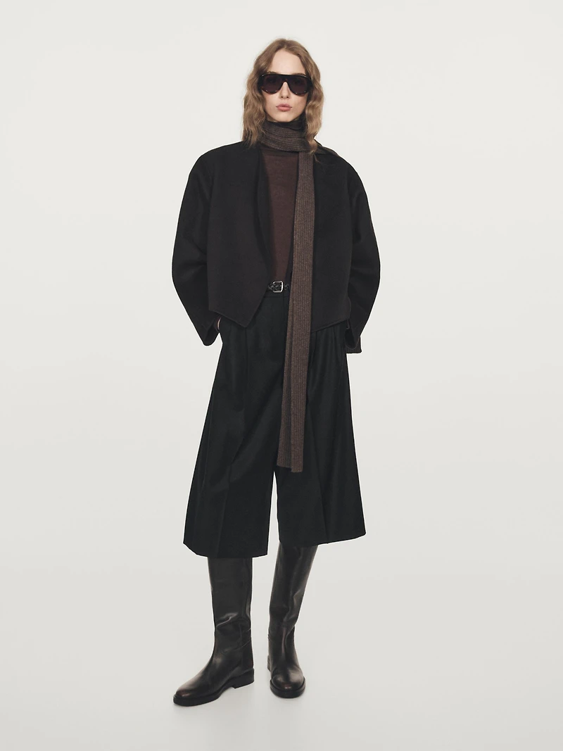 Long flannel Bermuda shorts with darts