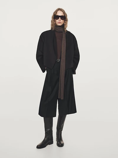 Long flannel Bermuda shorts with darts