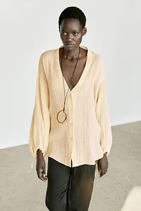 Pleated linen blend shirt