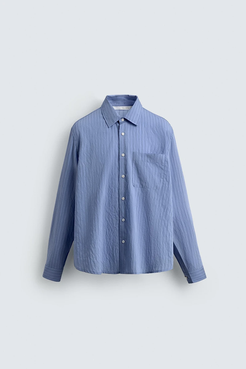 CHEMISE FLUIDE À RAYURES ET EFFET FROISSÉ