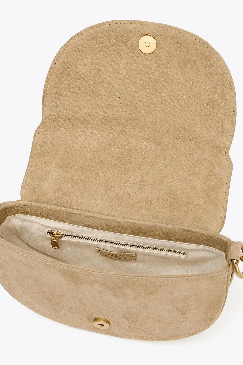 DOUBLE HANDLE LEATHER CROSSBODY BAG