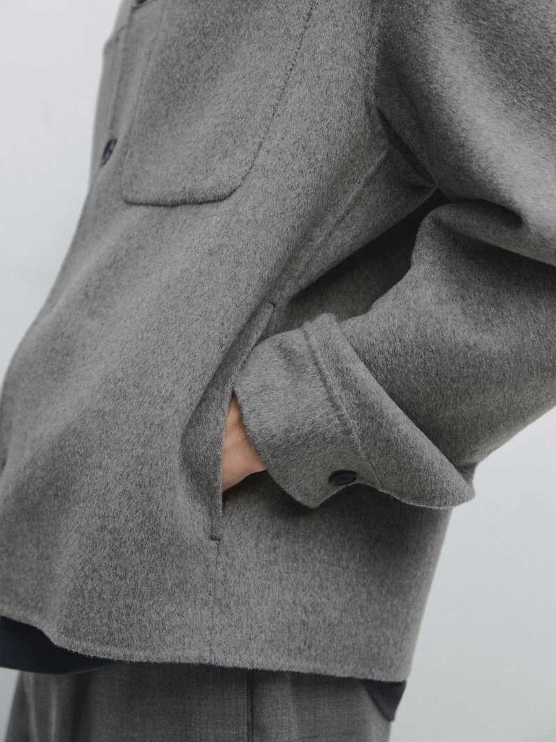 Wool blend overshirt with pockets